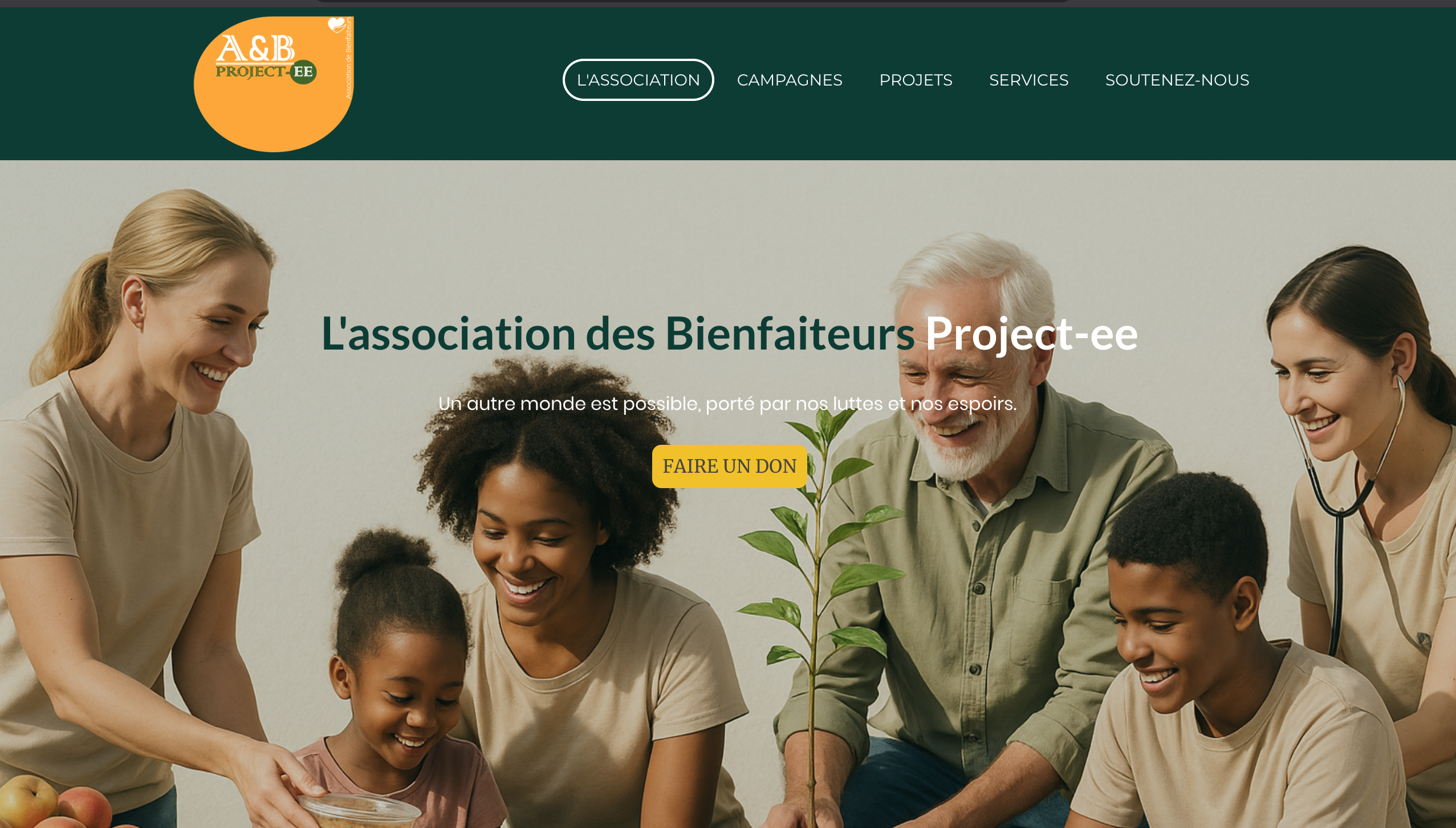 Homepage of A&B Project EE nonprofit