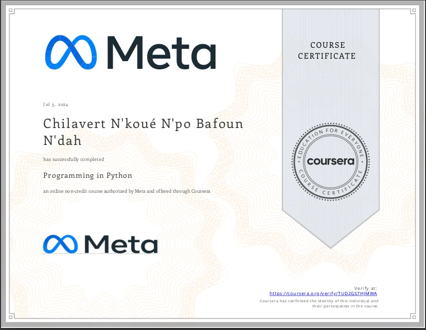 Programming in Python Certificate